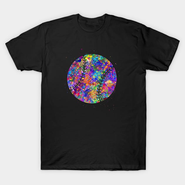 Baseball ball watercolor T-Shirt by Yahya Art